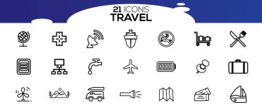 Tur ve seyahat ana hatları simgesi vektör çizimi.