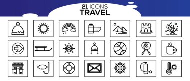 Tur ve seyahat ana hatları simgesi vektör çizimi.