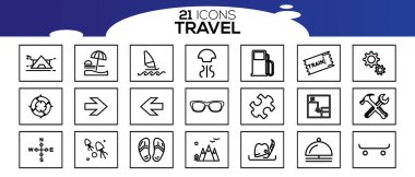 Tur ve seyahat ana hatları simgesi vektör çizimi.