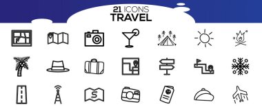 Tur ve seyahat ana hatları simgesi vektör çizimi.