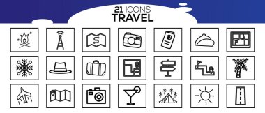 Tur ve seyahat ana hatları simgesi vektör çizimi.
