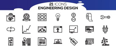 Mühendislik vektör simgeleri ayarlandı. Üretim, Mühendis, Üretim, Üretim, Ayarlar ve daha fazlası gibi simgeler içerir.