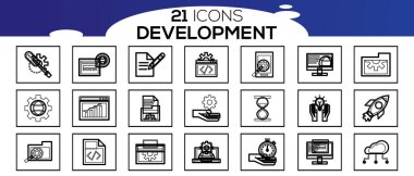 Üretkenlik Geliştirme Yaratıcı Simgeler ince vektör kümesi.