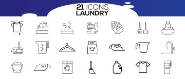 Çamaşır servisi ikonları. Temizlik ve çamaşır hizmetleri kavramı.