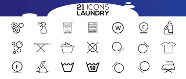 Çamaşır servisi ikonları. Temizlik ve çamaşır hizmetleri kavramı.