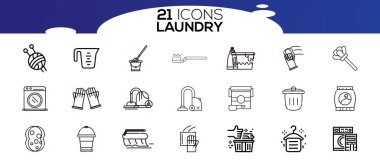 Çamaşır servisi ikonları. Temizlik ve çamaşır hizmetleri kavramı.