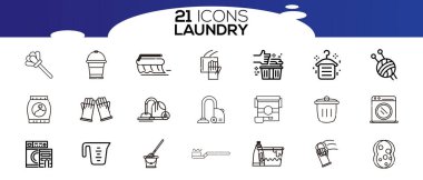 Çamaşır servisi ikonları. Temizlik ve çamaşır hizmetleri kavramı.
