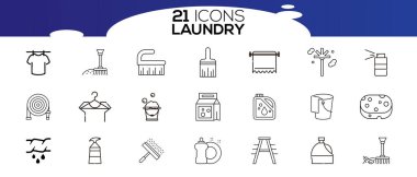 Çamaşır servisi ikonları. Temizlik ve çamaşır hizmetleri kavramı.