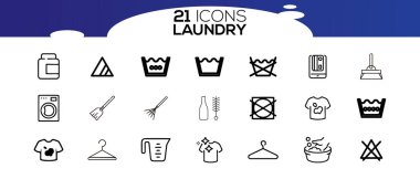 Çamaşır servisi ikonları. Temizlik ve çamaşır hizmetleri kavramı.