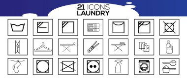 Çamaşır servisi ikonları. Temizlik ve çamaşır hizmetleri kavramı.