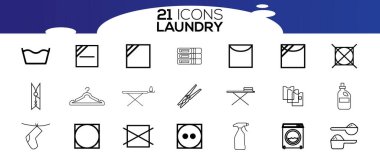 Çamaşır servisi ikonları. Temizlik ve çamaşır hizmetleri kavramı.