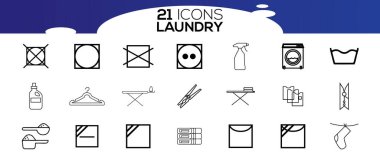 Çamaşır servisi ikonları. Temizlik ve çamaşır hizmetleri kavramı.