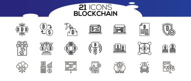 Blockchain ağ simgesi seti. bilgi simgesi, analitik, bulut hesaplama, engelleme zinciri, blok, Dağıtım, Hesap Defteri, Aktarım simgesi