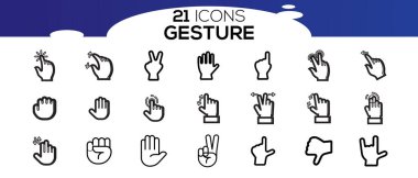 Vektör dokunmatik ekran simgeleri ince çizgi biçiminde simgeler.