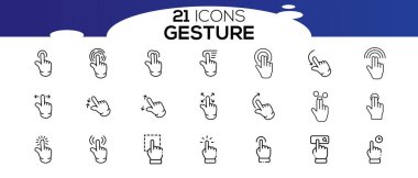 Vektör dokunmatik ekran simgeleri ince çizgi biçiminde simgeler.