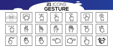 Vektör dokunmatik ekran simgeleri ince çizgi biçiminde simgeler.