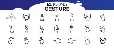 Vektör dokunmatik ekran simgeleri ince çizgi biçiminde simgeler.