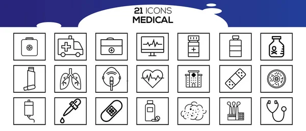 Medical Vector Icons Set Thin Line Symbole Set Von Krankenhäusern — Stockvektor