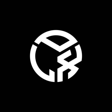 Siyah arkaplanda PLX harf logosu tasarımı. PLX yaratıcı harflerin baş harfleri logo kavramı. PLX harf tasarımı.
