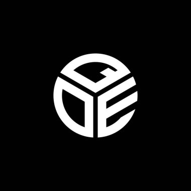 Siyah arka planda QOE harfi logo tasarımı. QOE yaratıcı harflerin baş harfleri logo kavramı. QOE harf tasarımı.