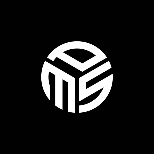 Diseño Del Logotipo Letra Pms Sobre Fondo Negro Pms Iniciales — Vector de stock