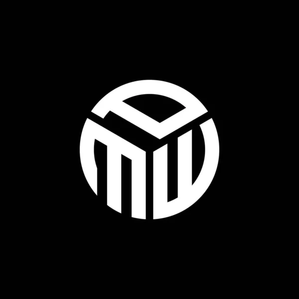 Siyah Arkaplanda Pmw Harf Logosu Tasarımı Pmw Yaratıcı Harflerin Baş — Stok Vektör