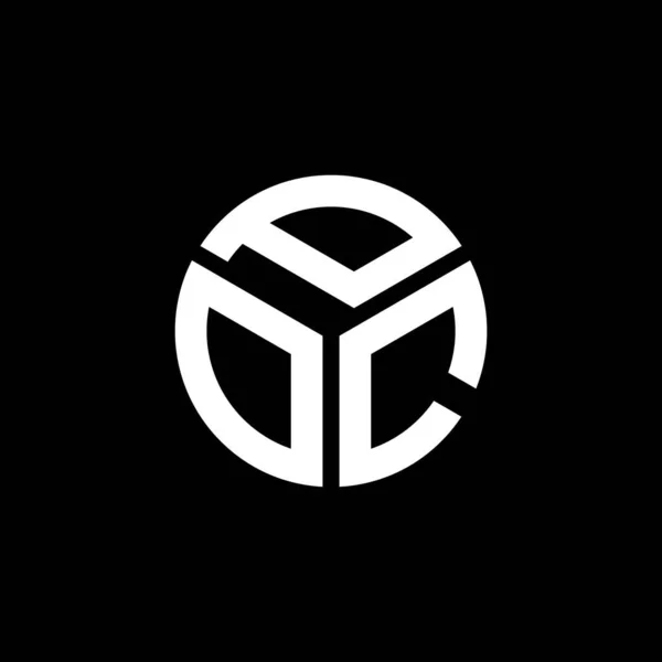 Poc Brev Logotyp Design Svart Bakgrund Poc Kreativa Initialer Brev — Stock vektor
