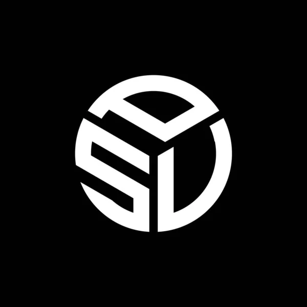 Psu Lettre Logo Design Sur Fond Noir Psu Initiales Créatives — Image vectorielle