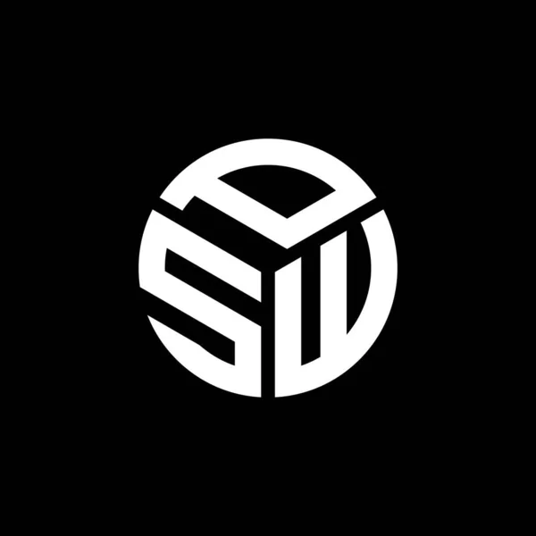 Logo Psw Sfondo Nero Psw Creativo Iniziali Lettera Logo Concetto — Vettoriale Stock