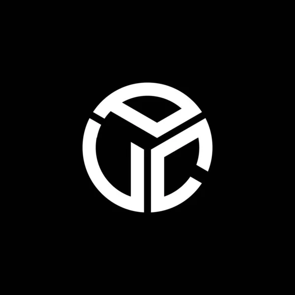 Puc Lettre Logo Design Sur Fond Noir Puc Initiales Créatives — Image vectorielle