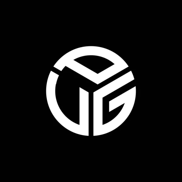 Diseño Del Logotipo Letra Pug Sobre Fondo Negro Pug Iniciales — Vector de stock