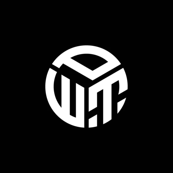 Pwt Lettre Logo Design Sur Fond Noir Pwt Initiales Créatives — Image vectorielle