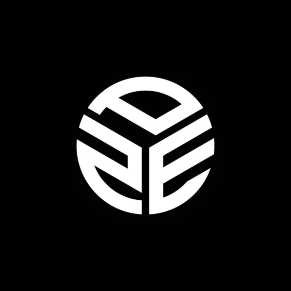 黒の背景にPze文字ロゴデザイン Pzeクリエイティブイニシャルレターロゴコンセプト Pze文字デザイン — ストックベクタ