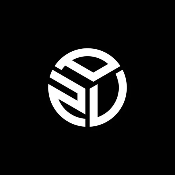 Desain Logo Surat Pzu Pada Latar Belakang Hitam Konsep Logo - Stok Vektor