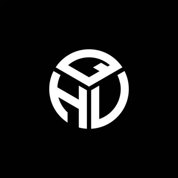 Qhu Harf Logosu Tasarımı Siyah Arka Planda Qhu Yaratıcı Harflerin — Stok Vektör