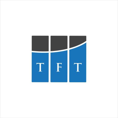 Beyaz arka planda TFT harf logosu tasarımı. TFT yaratıcı harflerin baş harfleri logo kavramı. TFT harf tasarımı.
