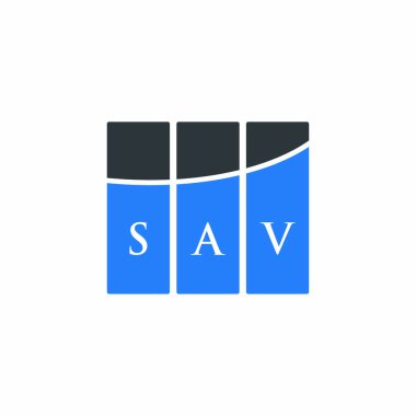 Beyaz arka planda SAV harfi logo tasarımı. SAV yaratıcı harf logosu konsepti. SAV harf tasarımı.