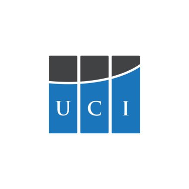 Beyaz arka planda UCI harf logosu tasarımı. UCI yaratıcı harfler logosu konsepti. UCI harf tasarımı.