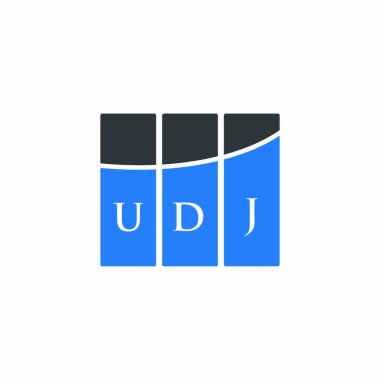 Beyaz arka planda UDJ harf logosu tasarımı. UDJ yaratıcı harflerin baş harfleri logo konsepti. UDJ harf tasarımı.