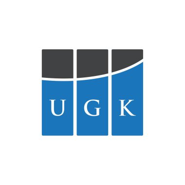 Beyaz arka planda UGK harf logosu tasarımı. UGK yaratıcı harflerin baş harfleri logo kavramı. UGK harf tasarımı.