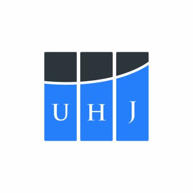Beyaz arka planda UHJ harf logosu tasarımı. UHJ yaratıcı harflerin baş harfleri logo kavramı. UHJ harf tasarımı.
