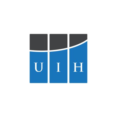 Beyaz arka planda UIH harf logosu tasarımı. UIH yaratıcı harflerin baş harfleri logo kavramı. UIH harf tasarımı.