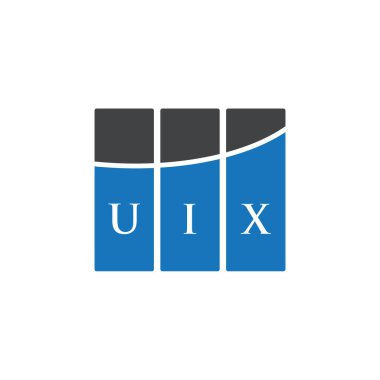 Beyaz arkaplanda UIX harfli logo tasarımı. UIX yaratıcı harflerin baş harfleri logo kavramı. UIX harf tasarımı.