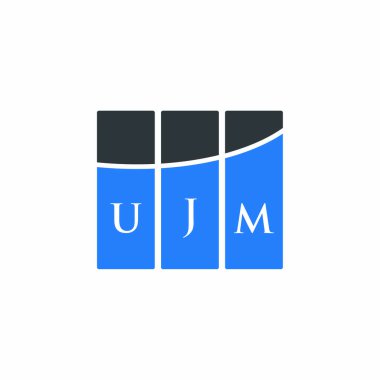 Beyaz arka planda UJM harf logosu tasarımı. UJM yaratıcı harflerin baş harfleri logo kavramı. UJM harf tasarımı.