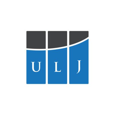 Beyaz arkaplanda ULJ harf logosu tasarımı. ULJ yaratıcı harflerin baş harfleri logo kavramı. ULJ harf tasarımı.