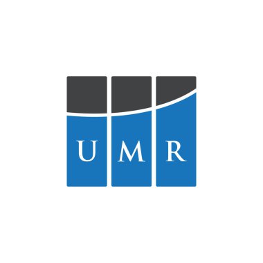 Beyaz arka planda UMR harf logosu tasarımı. UMR yaratıcı harflerin baş harfleri logo kavramı. UMR harf tasarımı.