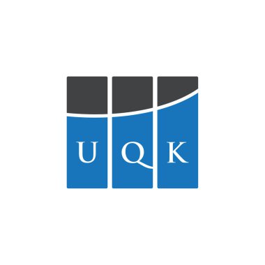 Beyaz arkaplanda UQK harf logosu tasarımı. UQK yaratıcı harflerin baş harfleri logo kavramı. UQK harf tasarımı.