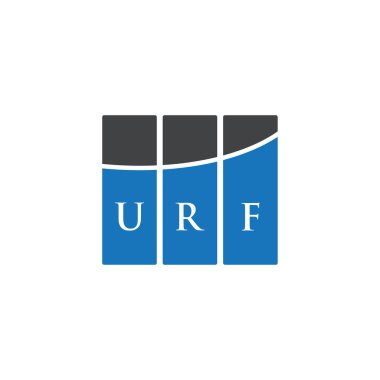 Beyaz arkaplanda URF harfi logo tasarımı. URF yaratıcı harflerin baş harfleri logo kavramı. URF harf tasarımı.