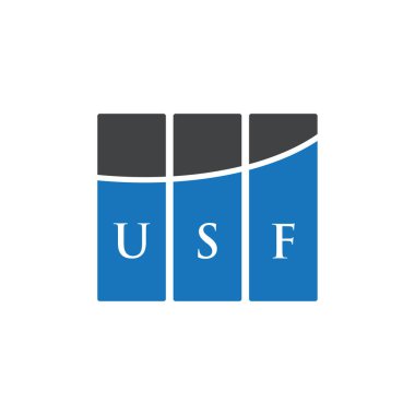 Beyaz arka planda USF harf logosu tasarımı. USF yaratıcı harf logosu konsepti. USF harf tasarımı.