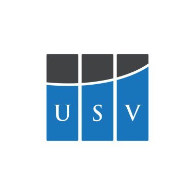 Beyaz arkaplanda USV harf logosu tasarımı. USV yaratıcı harf logosu konsepti. USV harf tasarımı.
